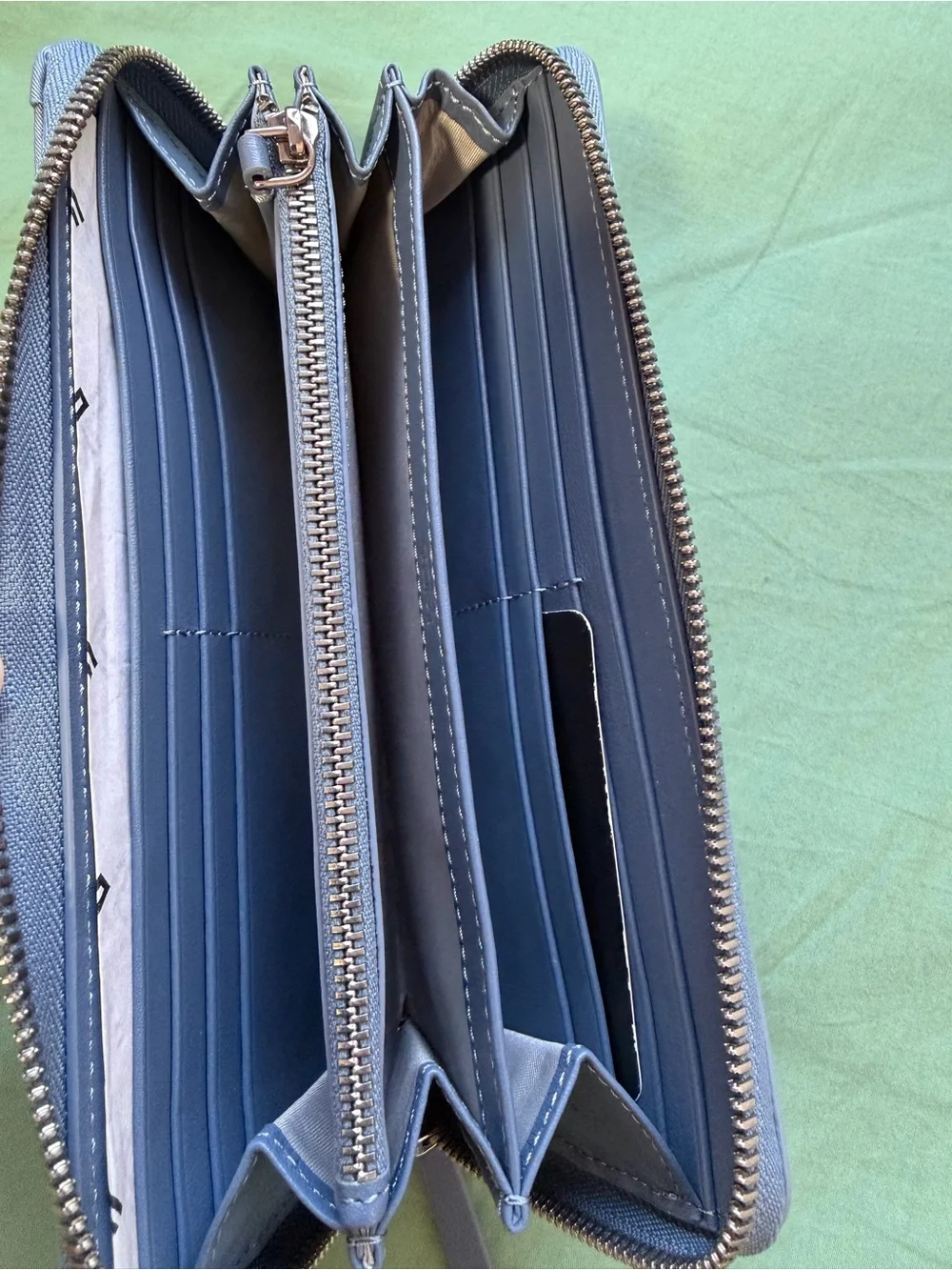Tumi Pale Blue Zip-Around Wallet with Front Pocket